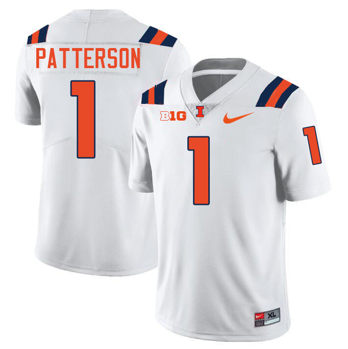 #1 Kaleb Patterson Illinois Fighting Illini Football Jersey,Uniforms-White #1 Kaleb Patterson Illinois Fighting Illini Football Jersey,Uniforms-White